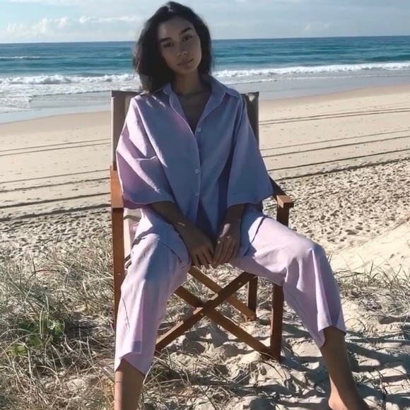 CHARLIE HOLIDAY JOELLE PANT LILAC HIGH RISE WIDE LEG - Picture 2 of 16